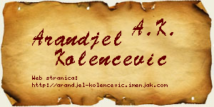 Aranđel Kolenčević vizit kartica